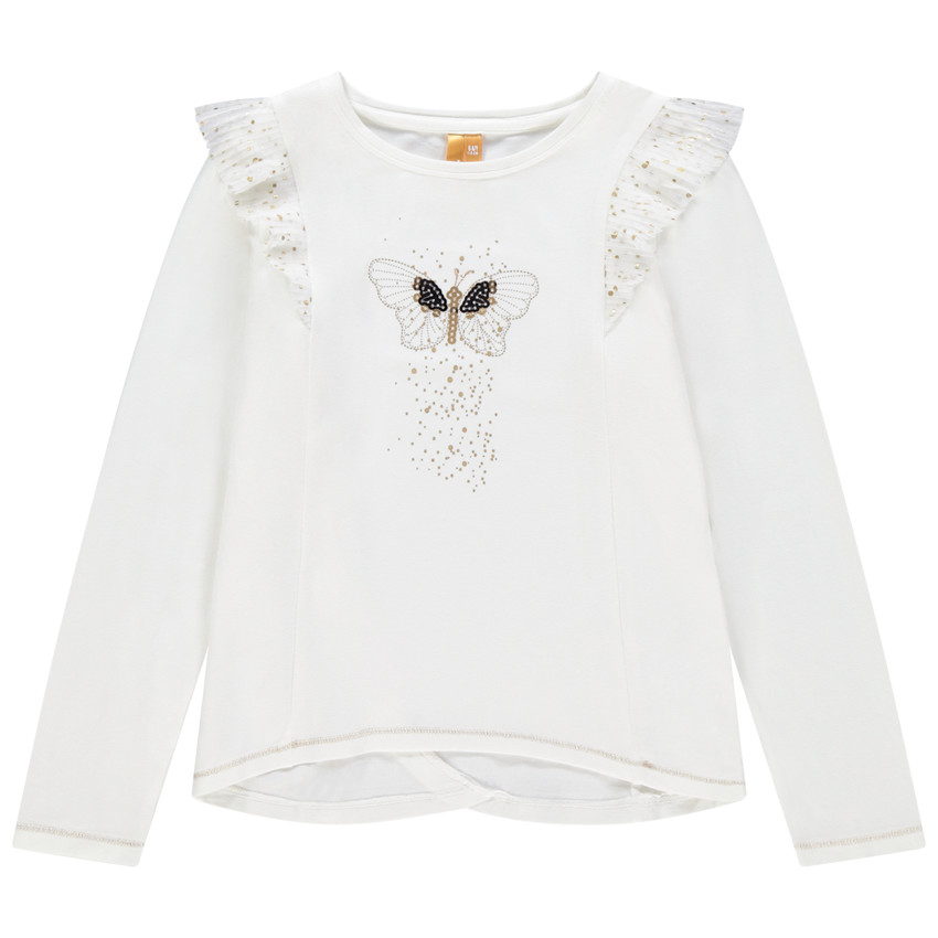 T-shirt manches longues uni print papillon et pans croisés au dos  Additional T-shirt manches longues uni print papillon et pans croisés au dos