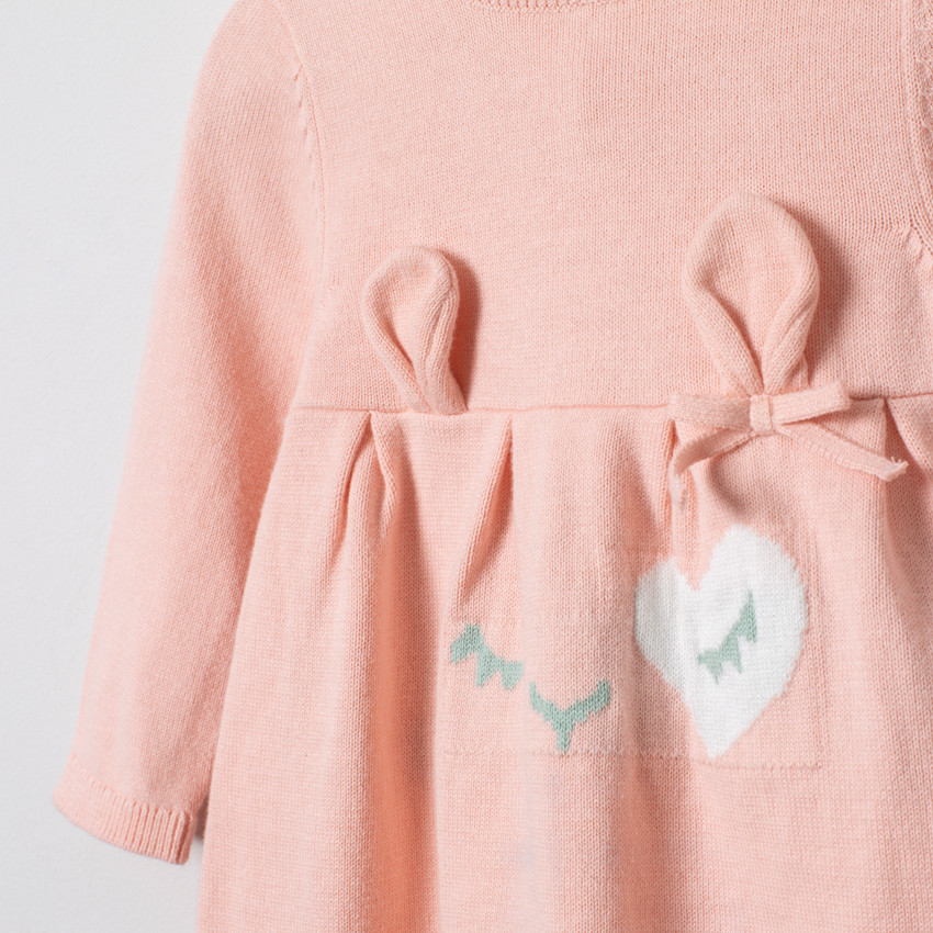 Conjunto con vestido de punto y pantalón con corazones  