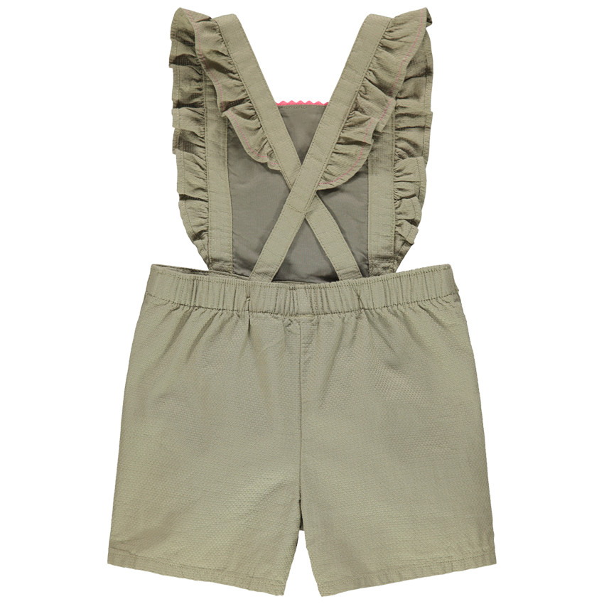 Peto cortos à tirantes con volantes y flamengo rosa estampado 