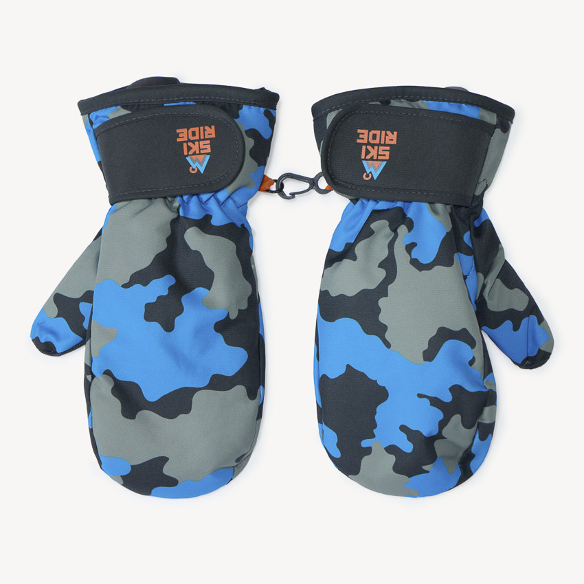 Moufles de ski imprimé camouflage pour garçon  