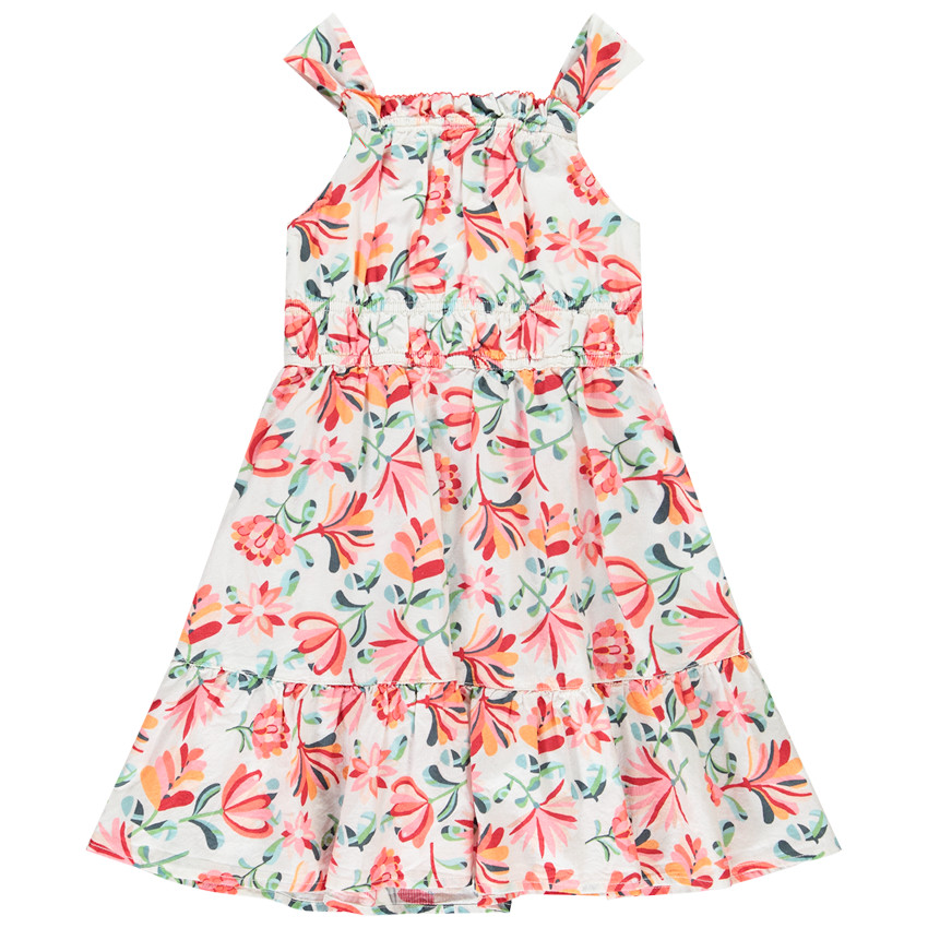 Vestido sin mangas de corte imperio con flores y acampanado para niña 