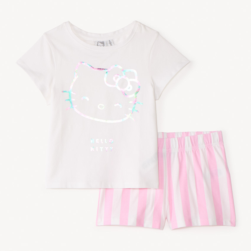 Conjunto de 2 piezas de piyama camiseta + short Hello Kitty para niña 