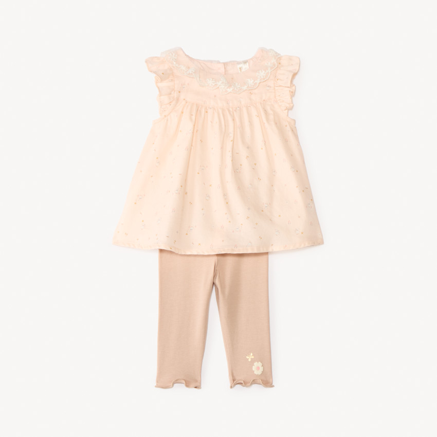 Conjunto de 2 piezas: túnica + pantalón bucólico para niña bebé. 