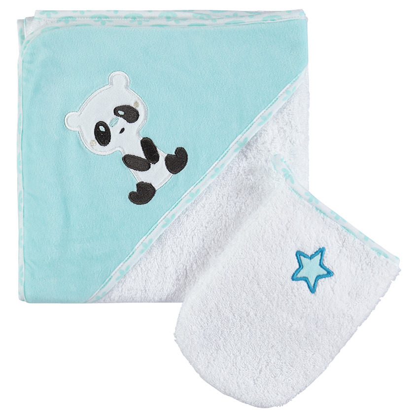 Lote de baño de rizo bordado de pandas y estrella  Additional Lote de baño de rizo bordado de pandas y estrella