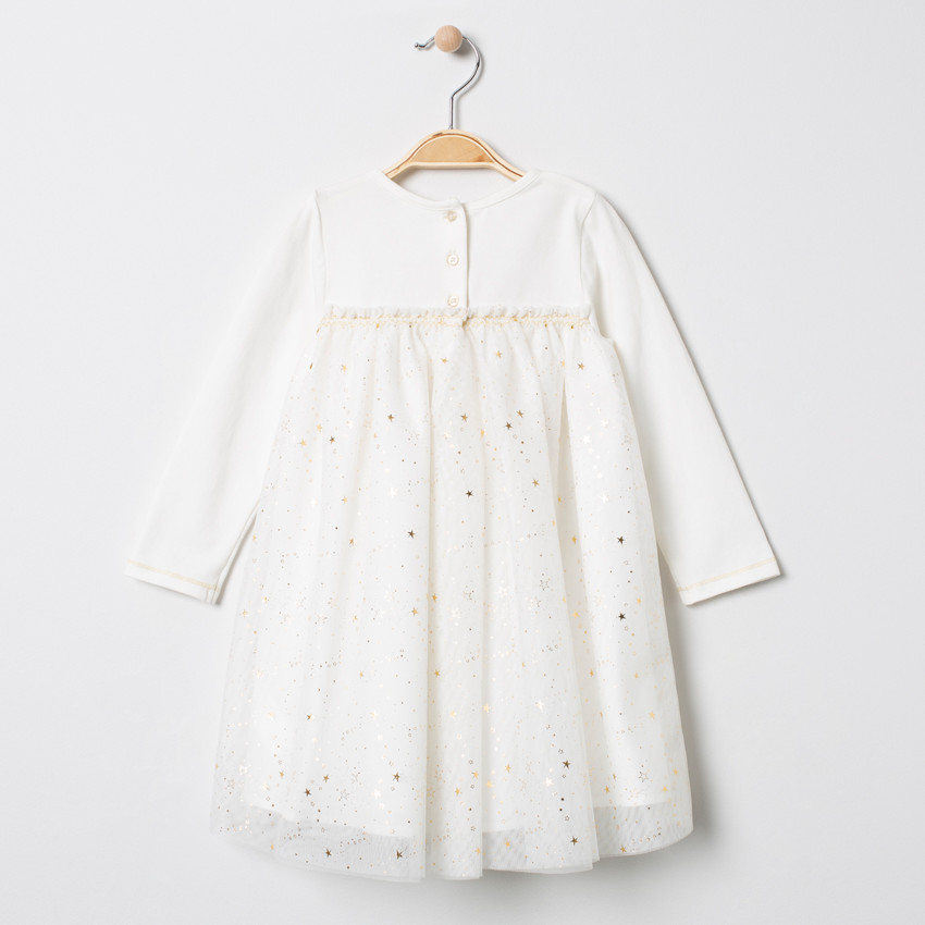Vestido manga larga con tul y estrellas doradas    Additional Vestido manga larga con tul y estrellas doradas