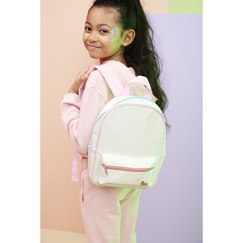 Mochila repelente al agua con bordado de corazones para niña 