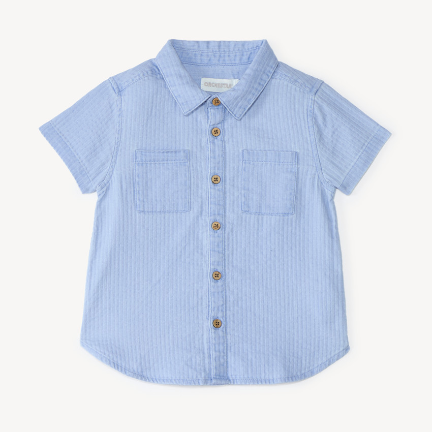 Camisa de manga corta de tela texturizada para niño 