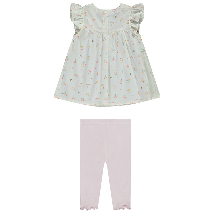 Conjunto 2 piezas con túnica estampado flores para bebé niña 