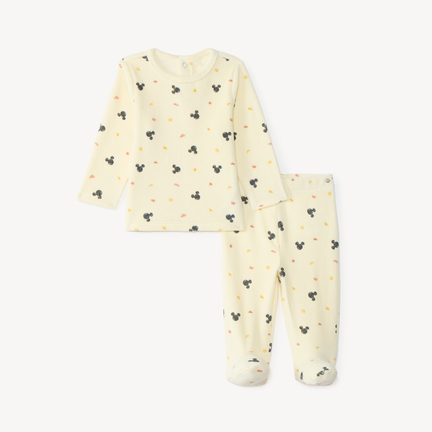 Conjunto de pijama de terciopelo para bebé niño con estampado de Mickey Disney (acabados diferentes según la edad) 