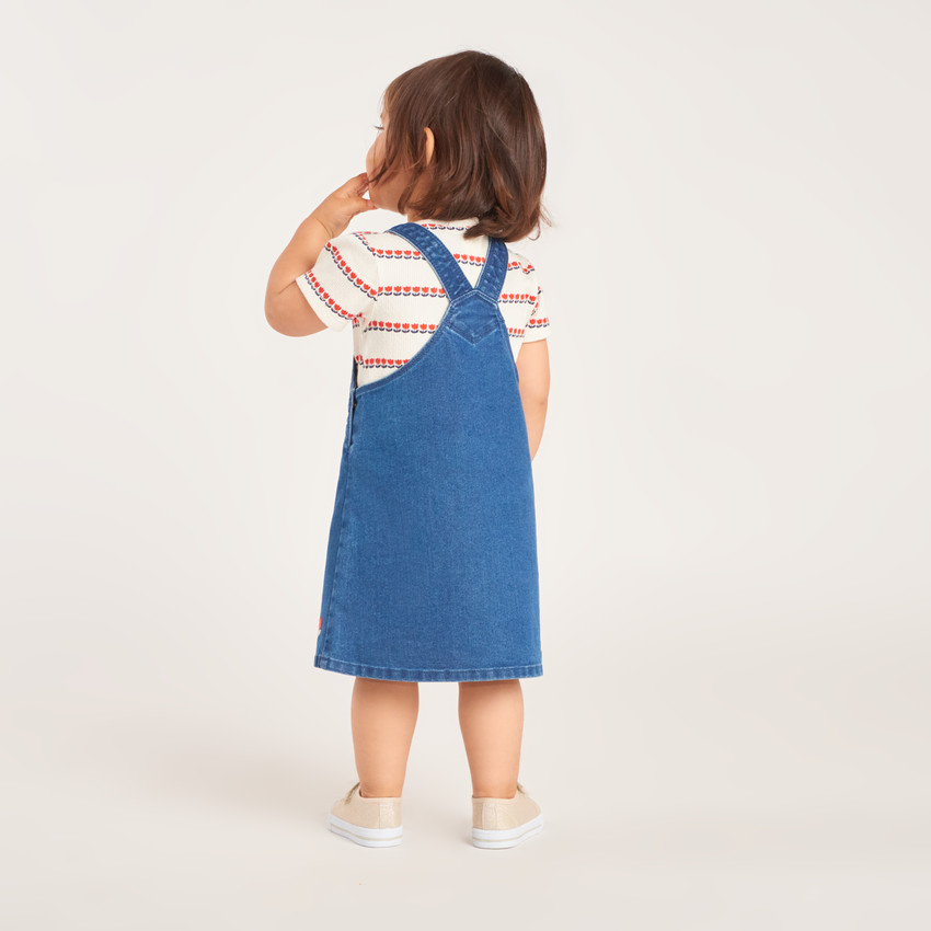 Ropa de tirantes de mezclilla bordada con tulipanes para niña bebé 