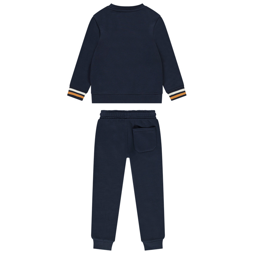 Conjunto de sudadera con bolsillo tipo canguro + pantalón de chándal liso para niño 