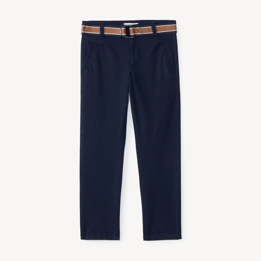 Pantalón recto de tela niño con cinturón 