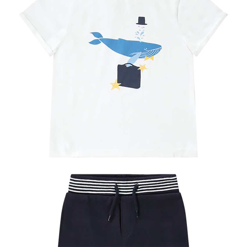 Ensemble de plage t-shirt print baleine + short pour garçon Main Ensemble de plage t-shirt print baleine + short pour garçon