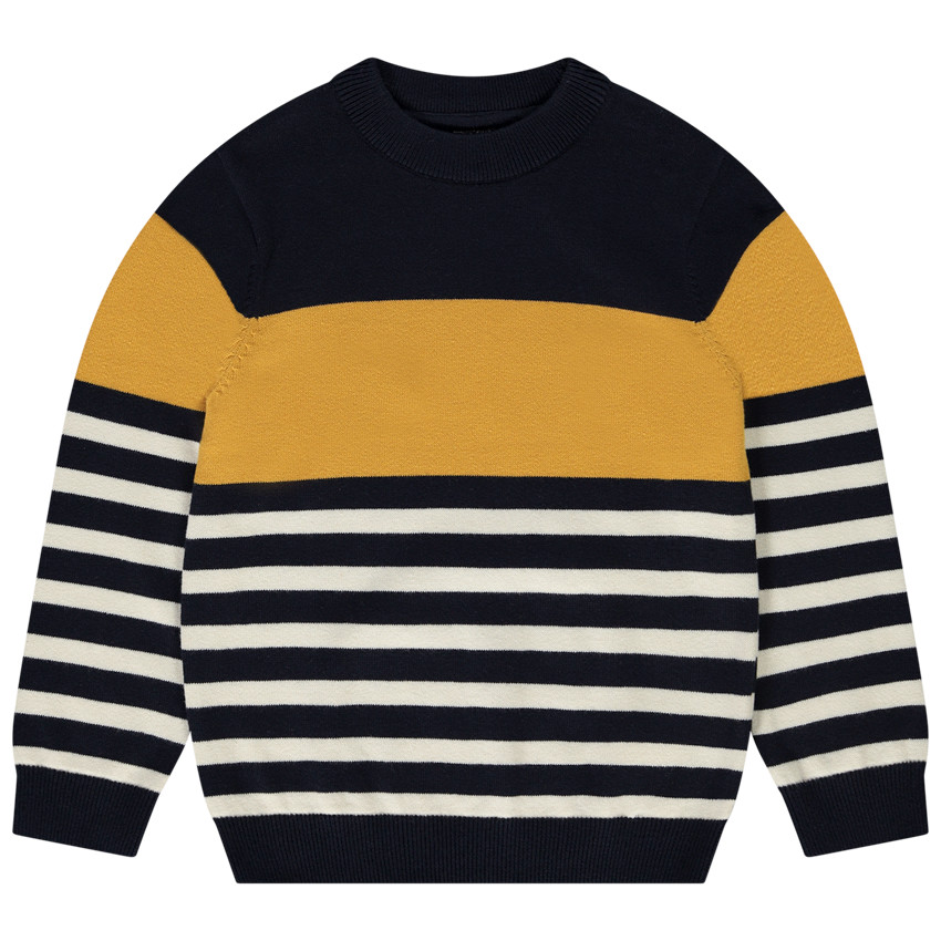 Jersey de punto a rayas efecto color block para niño  Additional Jersey de punto a rayas efecto color block para niño