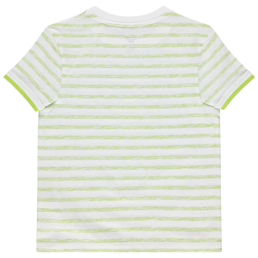 camiseta mangas cortas con reverso de rayas y print Smiley  