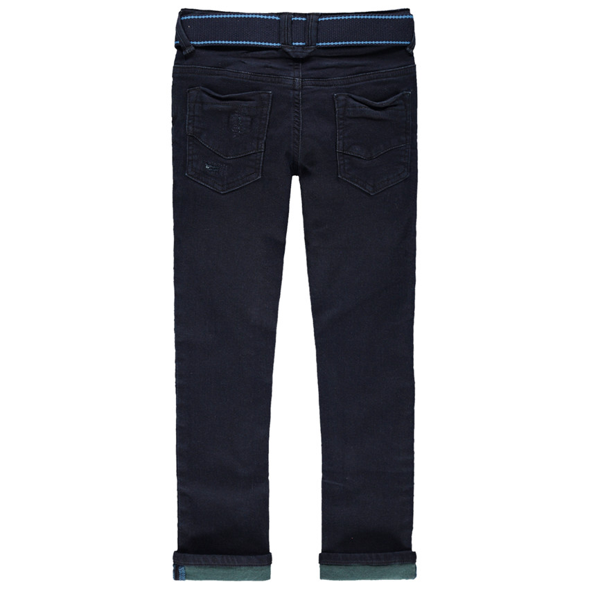 Vaquero con efecto desgastado y arrugado con dobladillo teñido y cinturón desmontable 