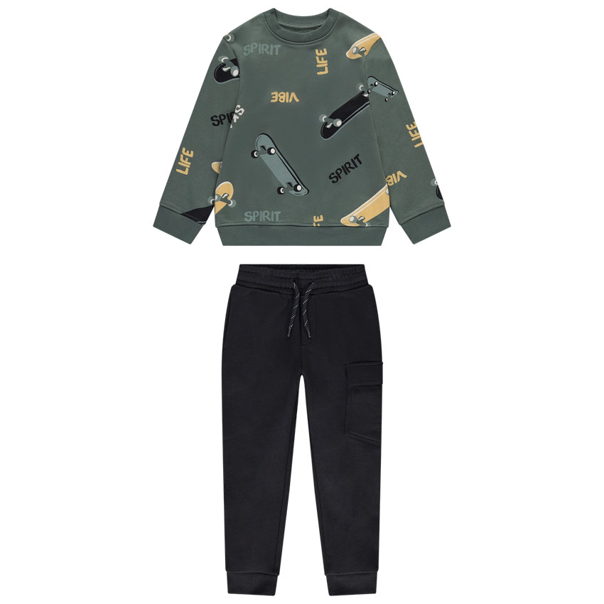 Conjunto de chándal + sudadera estampada de skate para niño 
