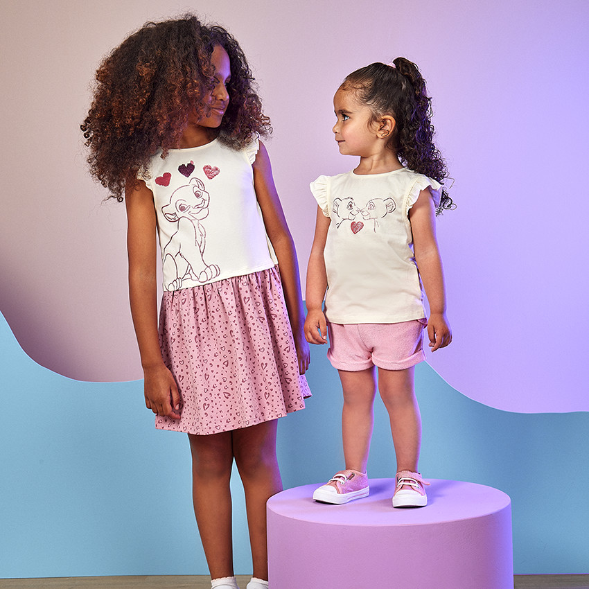 Camiseta manga corta estampado El Rey León para bebé niña 
