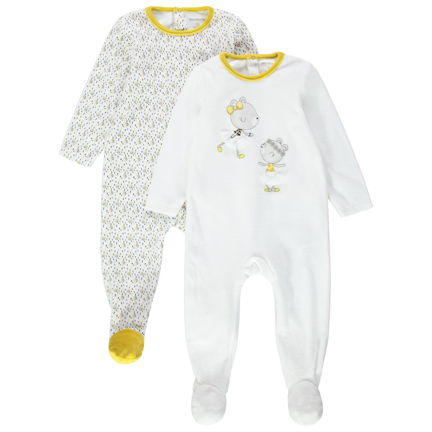 Juego de 2 pijamas de terciopelo con ratones estampados y toques amarillos  Additional Juego de 2 pijamas de terciopelo con ratones estampados y toques amarillos