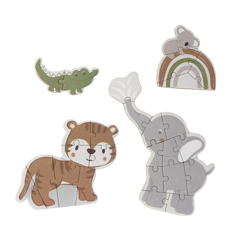 Lot de 4 puzzles évolutifs de 2 à 12 pièces Animaux 