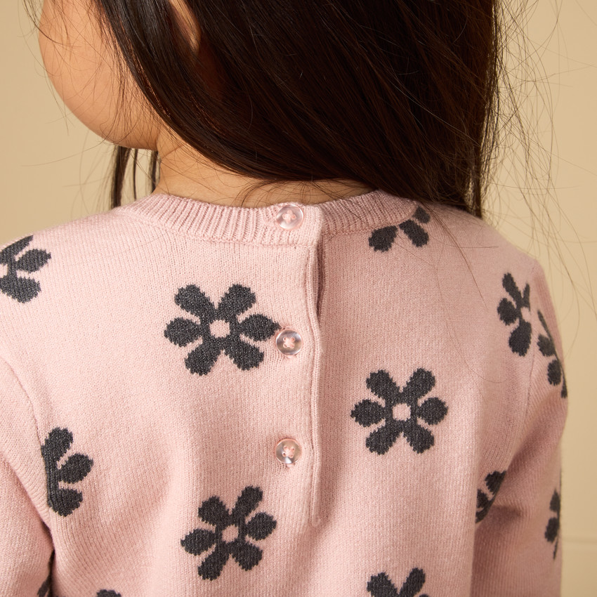 Vestido jersey de punto con motivos fantasía para bebé niña 