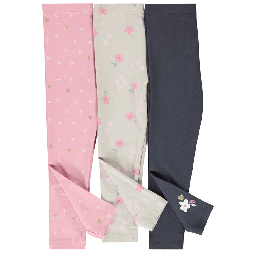 Pack de 3 leggings de fantasía en jersey para bebé niña 