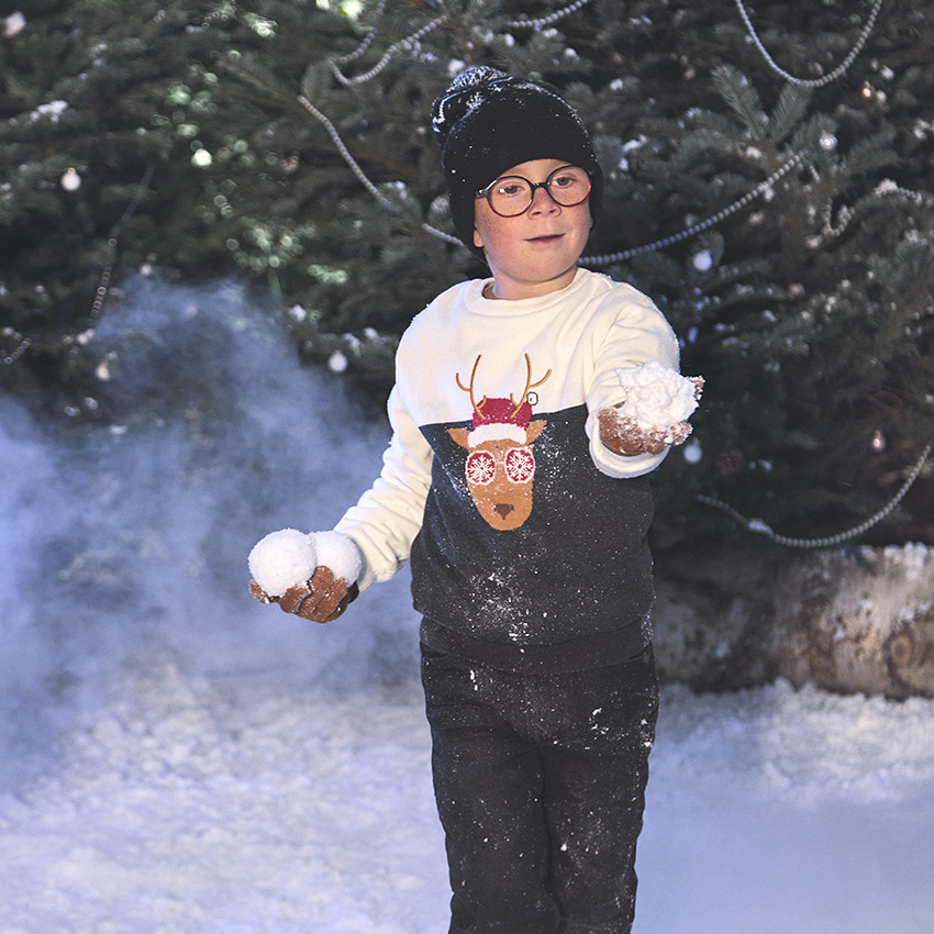 Jersey de punto forrado de terciopelo con motivo de reno de Navidad para niño 