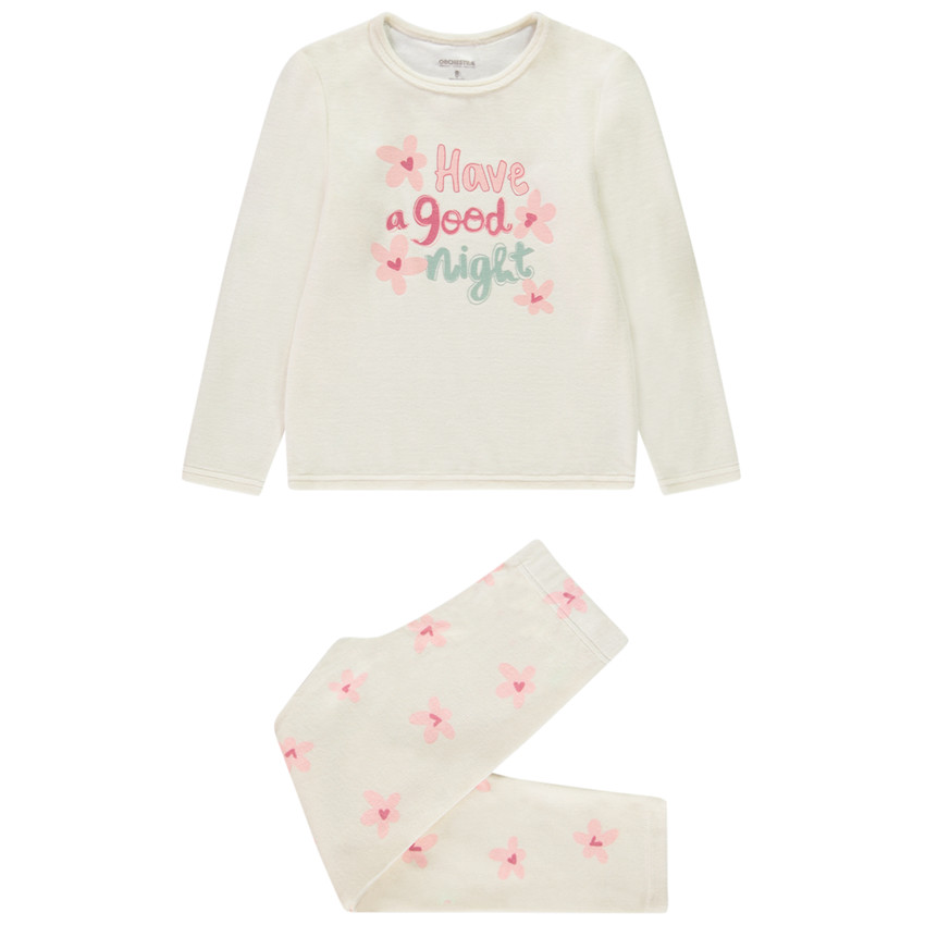 Conjunto de pijama largo de terciopelo con estampado floral para niña 