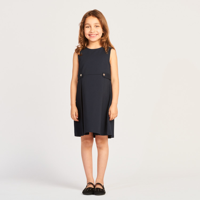 Vestido sin mangas de tela lisa para niña 