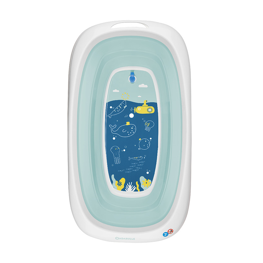 Baignoire pliable avec fond ludique marin bleu 