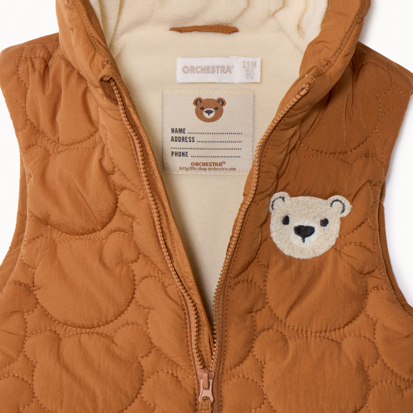 Chaleco acolchado sin mangas de tela con capucha para bebé niño 