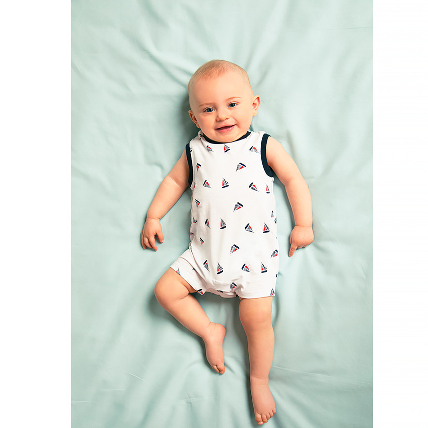 Lot de 2 combinaisons courtes imprimé voiliers pour bébé garçon 