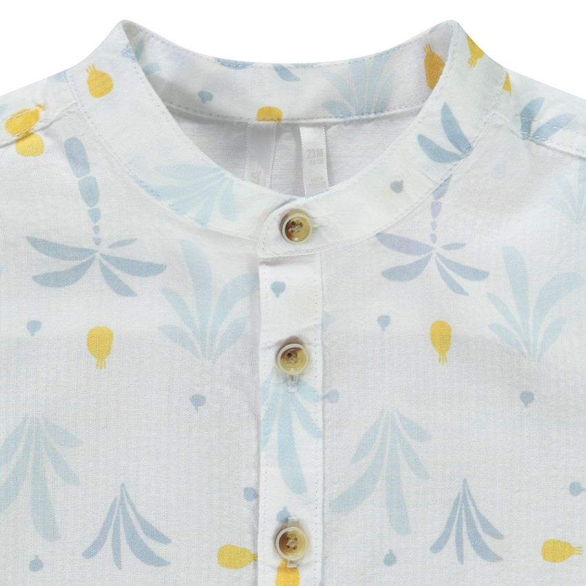 Camisa manga corta estampado arty con cuello mao para bebé niño 