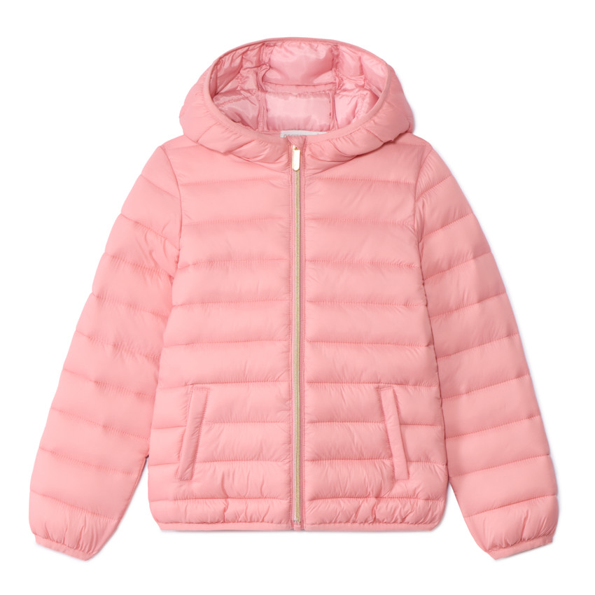 Anorak fino acolchado con capucha lisa para niña 