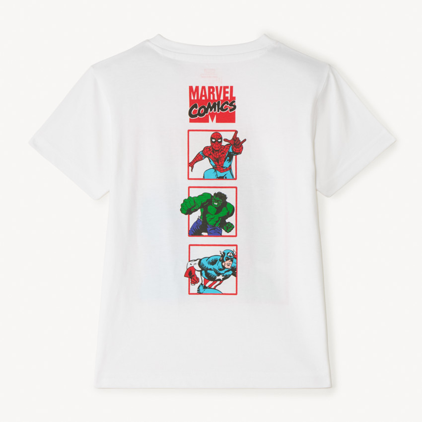 Camiseta de manga corta con estampado de Héroes Marvel para niño 