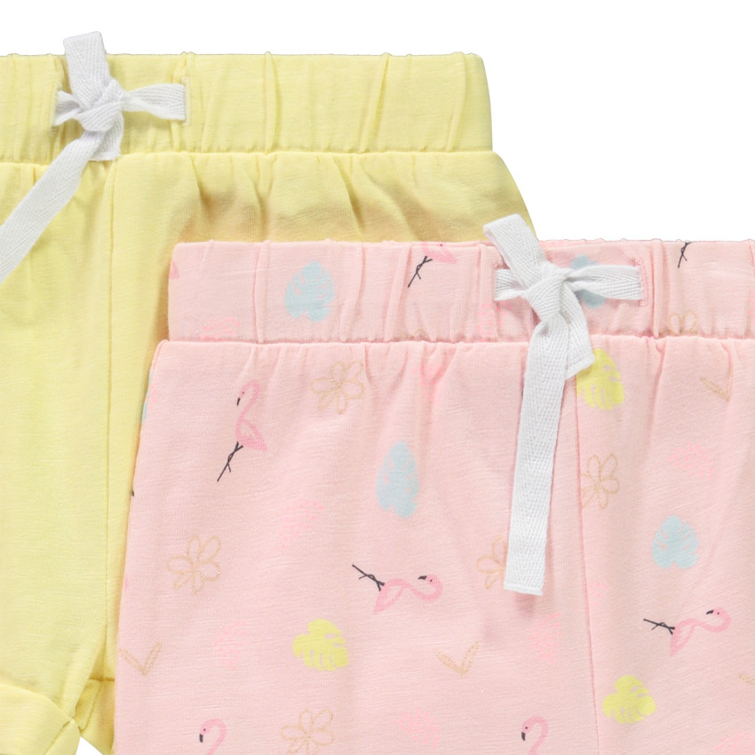 Pack de 4 shorts de fantasía en punto flameado para niña. 