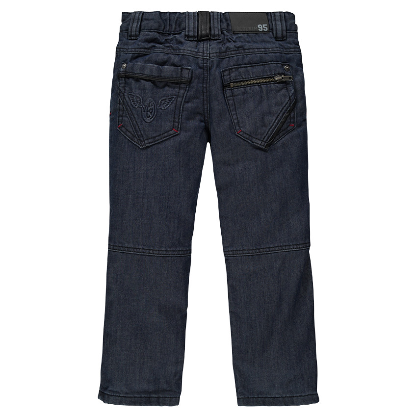 Jeans de corte recto efecto usado y efecto crinkle con cremallera 