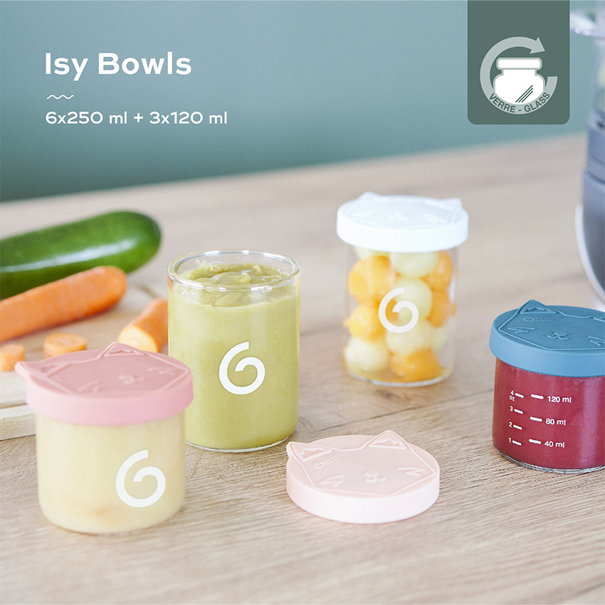 Lote de 9 tarros de conservación Isy Bowls 6 x 250 ml y 3 x 120 ml 