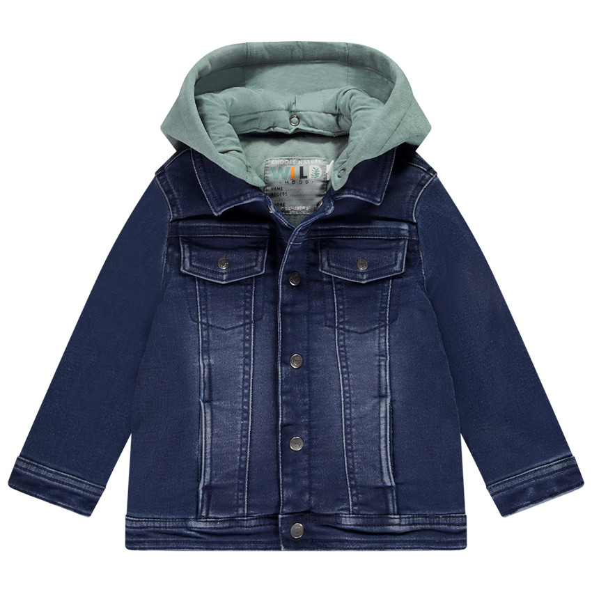 Chaqueta vaquera con capucha de felpa desmontable para bebé niño 