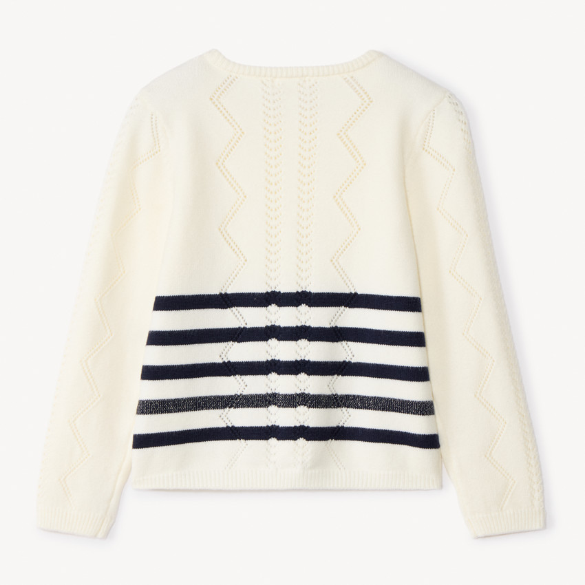 Pull manches longues en tricot style marinière pour fille  
