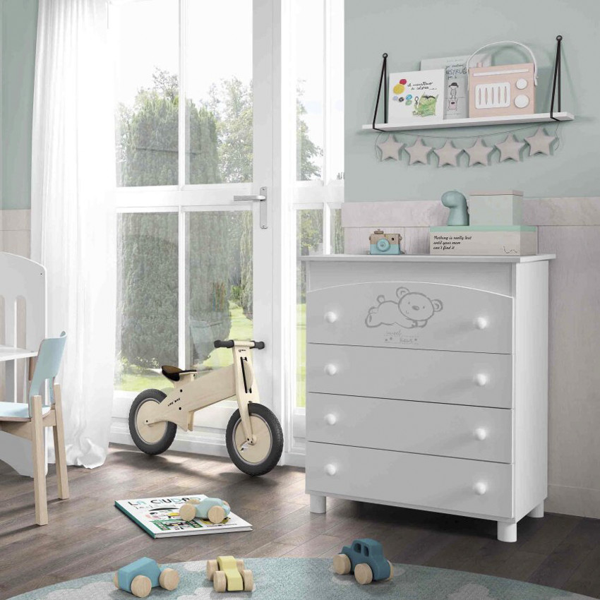 Bañera b-970* sweet bear blanco estrellas gris 