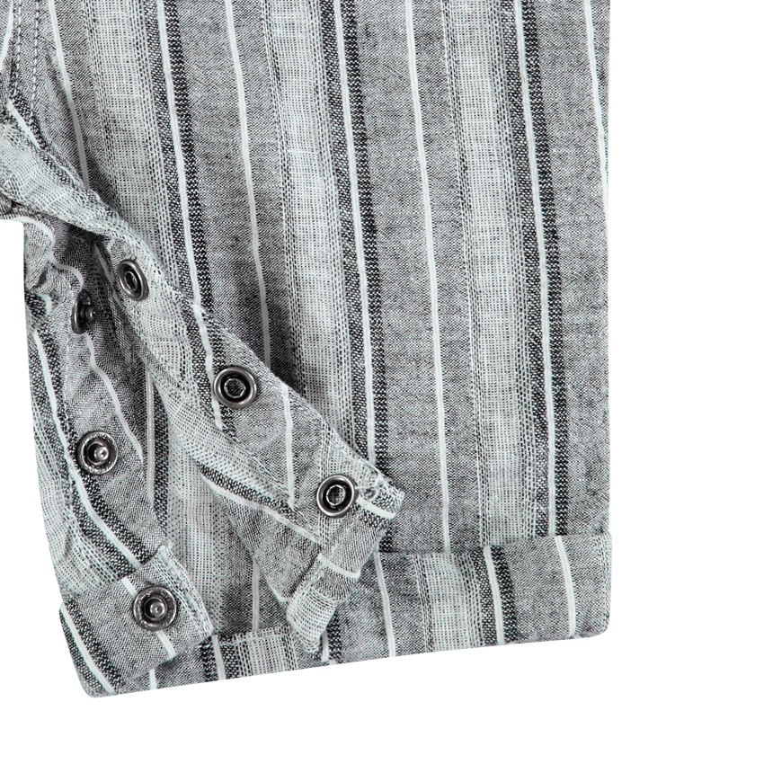 Salopette courte en coton et lin à rayures  Additional Salopette courte en coton et lin à rayures