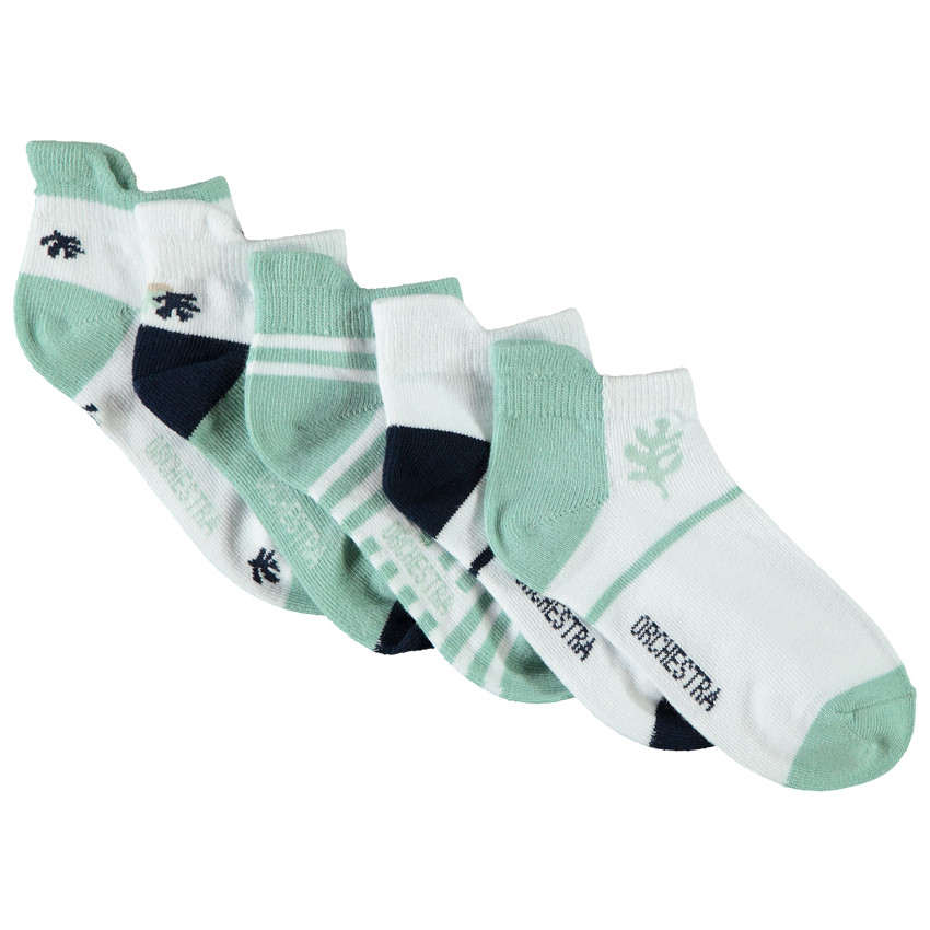 Pack de 5 pares de calcetines cortos con lengüeta para niño 