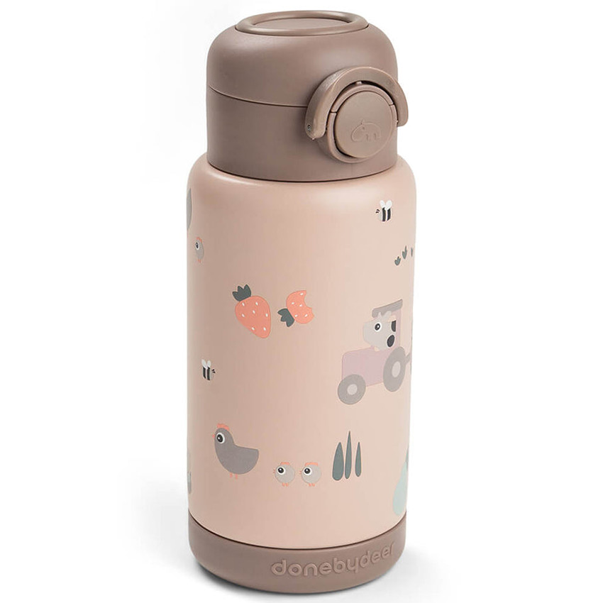 Botella isotérmica con pajita 340ml Tiny Farm - Rosa 