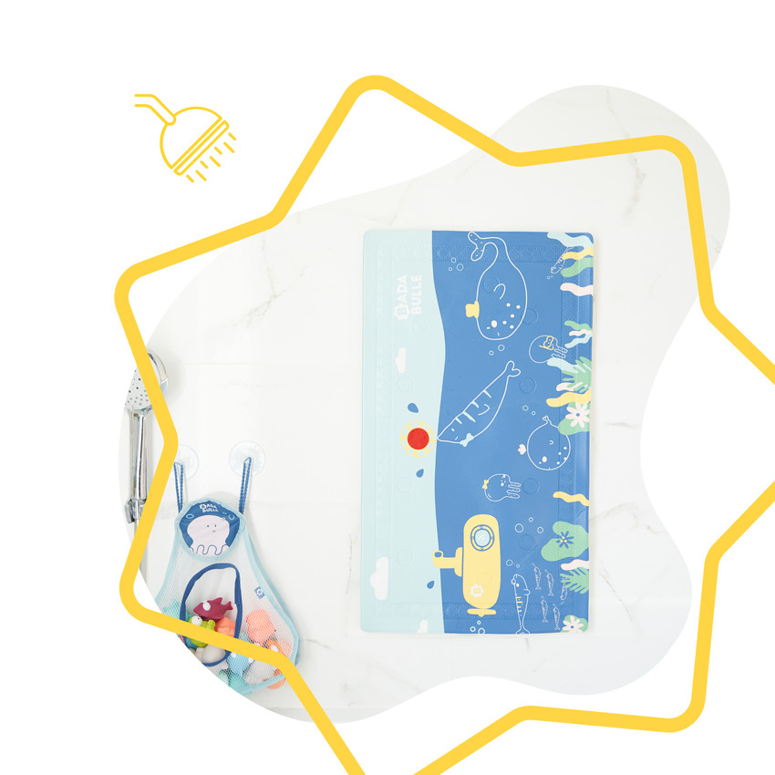 Tapete de baño con indicador de temperatura azul 