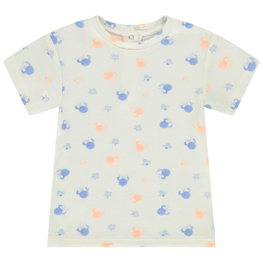 Camiseta de manga larga acanalada con estampado de Minnie Disney para bebé niña 