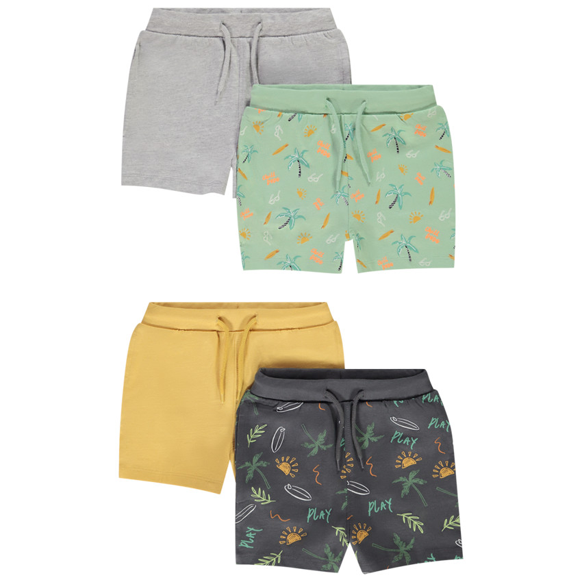 Pack de 4 bermudas de jersey con estampado de palmeras para bebé niño 