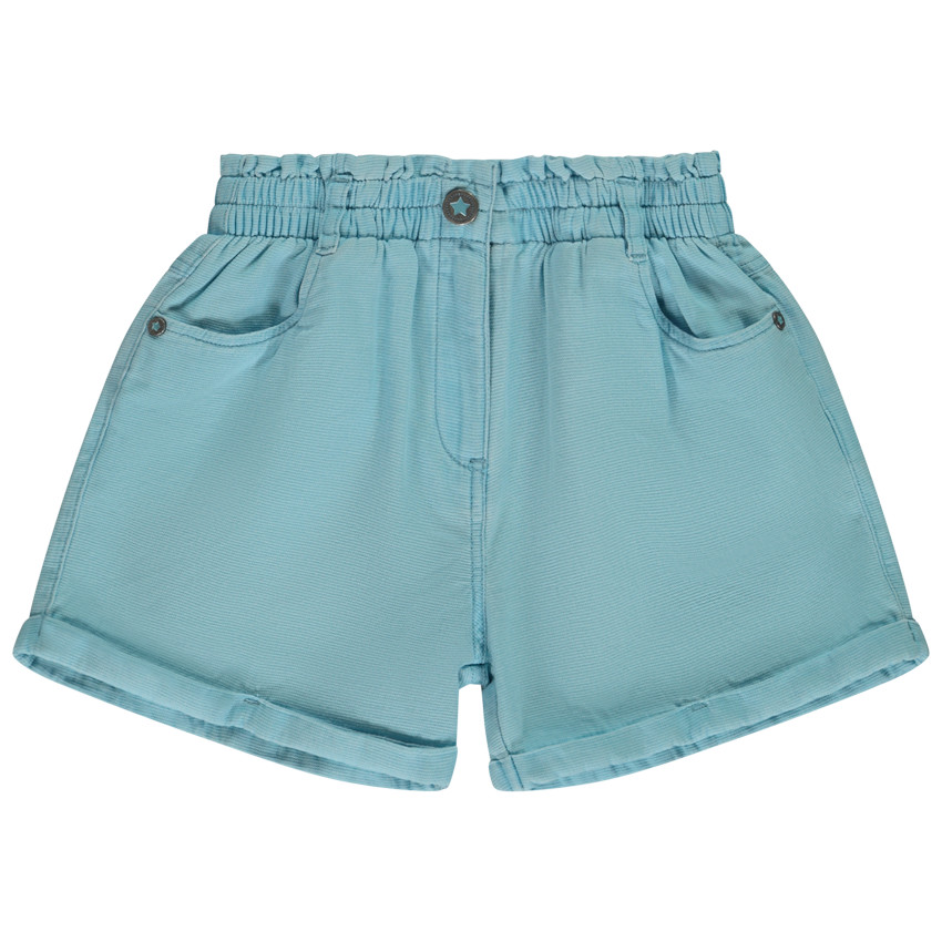 Short liso en tela armurada para niña 