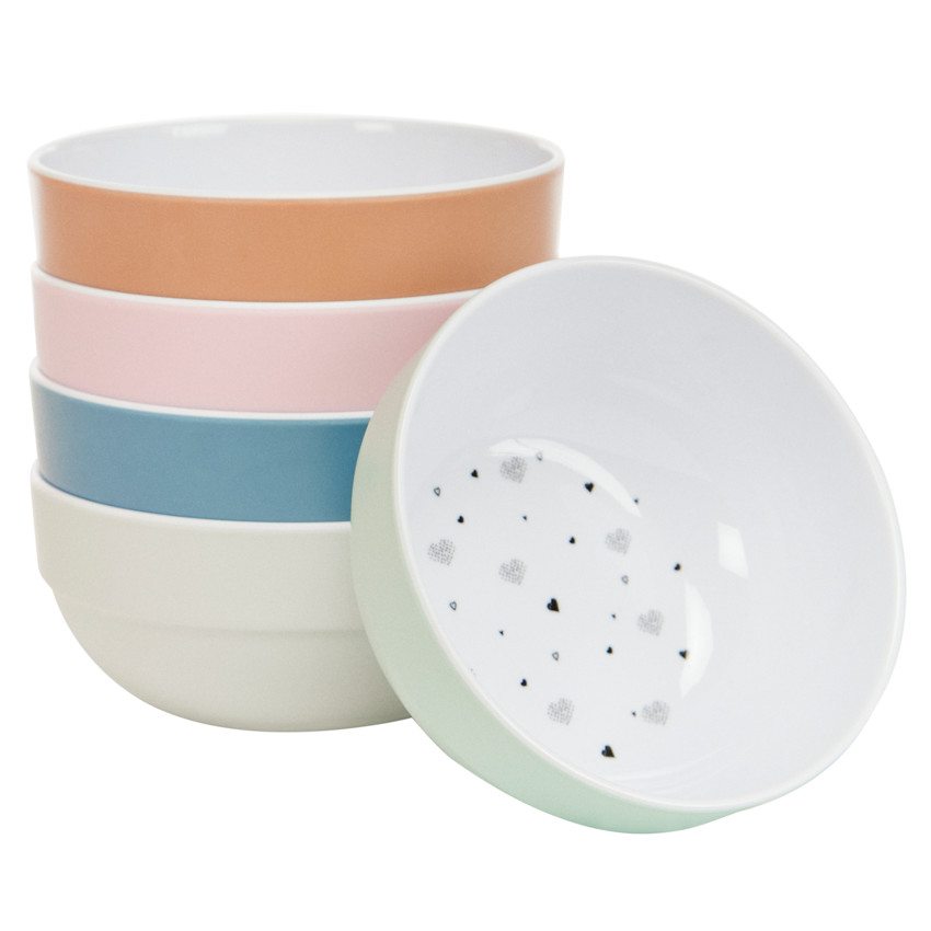 Bol en mélamine imprimé cœurs bleu 