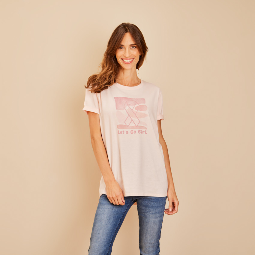 Camiseta de manga corta con estampado Octobre Rose para mujer 